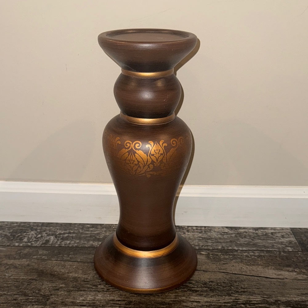 Elegant Brown and Gold Candle Holder